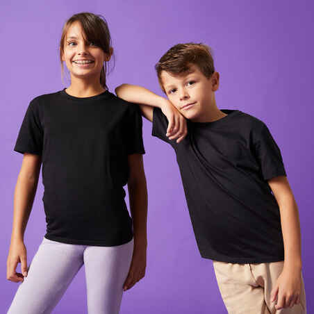 Kids' Unisex Cotton T-Shirt 500 - Black