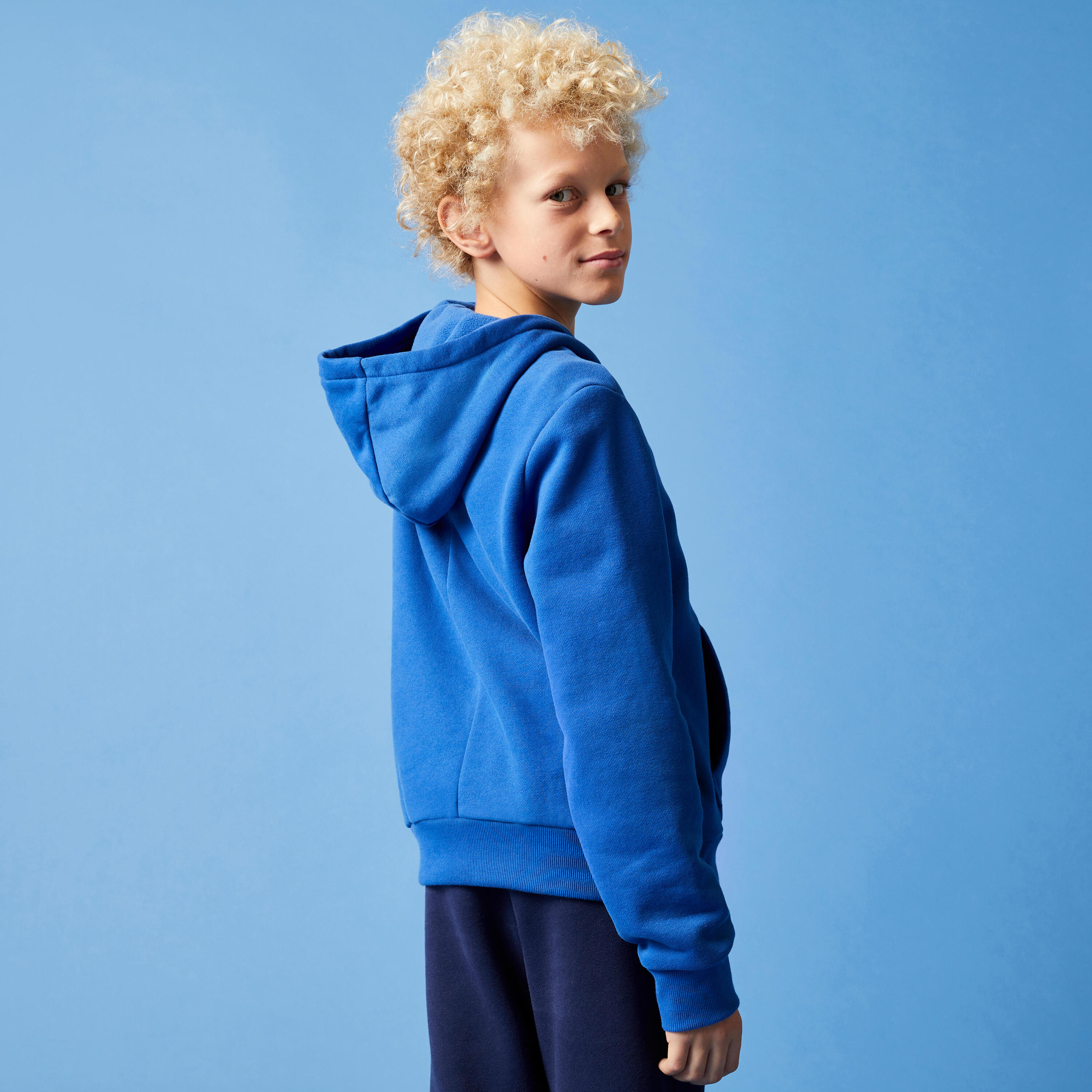 Kids' Cotton Hooded Sweatshirt - Blue 4/4