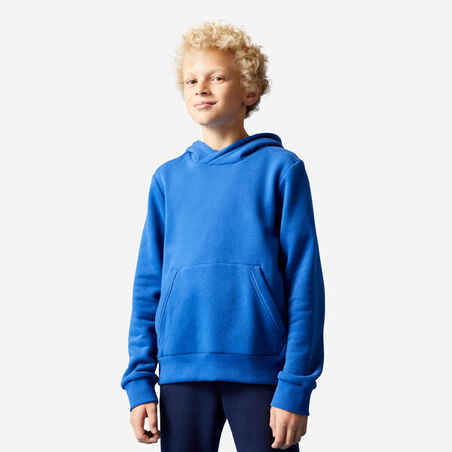 Vaikiškas medvilninis džemperis su gobtuvu, mėlynas
