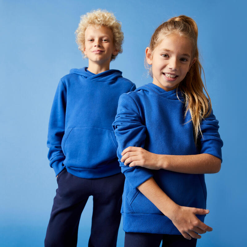 Felpa bambino ginnastica con cappuccio pesante azzurra