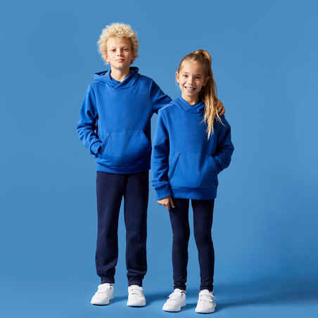 Vaikiškas medvilninis džemperis su gobtuvu, mėlynas