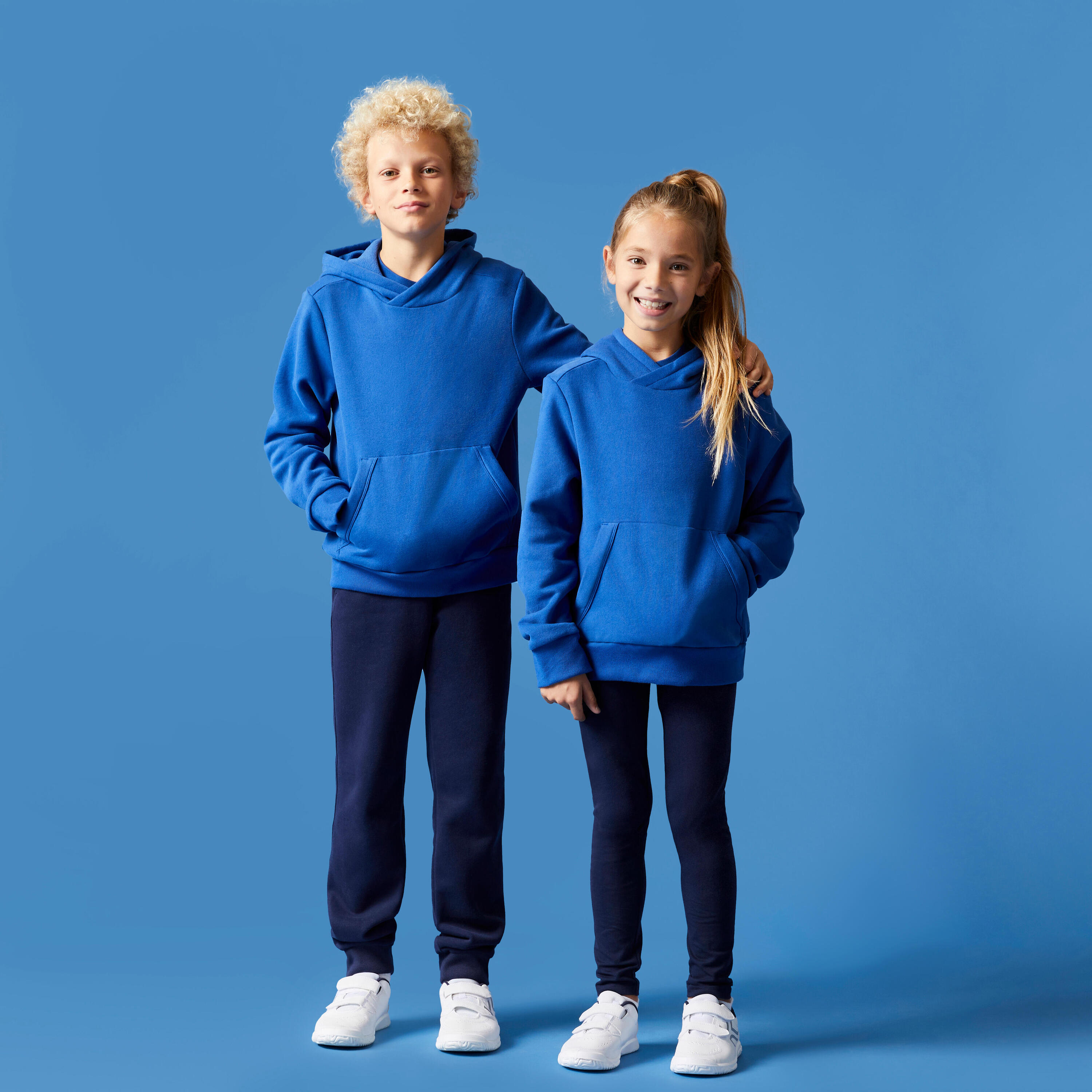 Kids' Cotton Hooded Sweatshirt - Blue 2/4