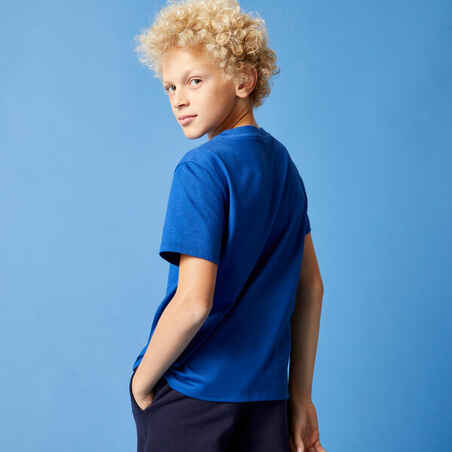 Mergaičių ir berniukų medvilniniai marškinėliai „500“, mėlyni