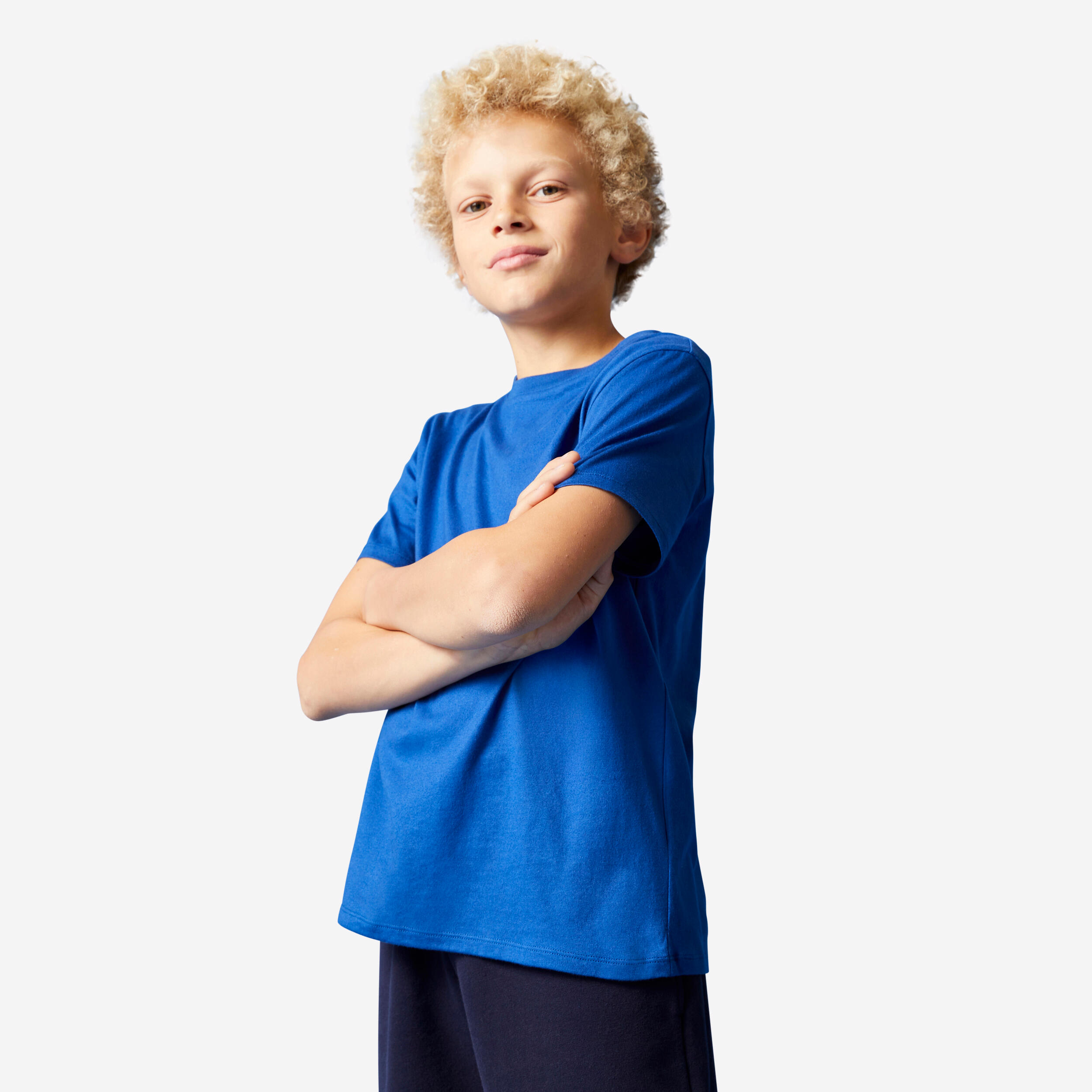 DOMYOS Kids' Unisex Cotton T-Shirt - Blue