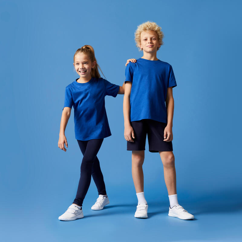 T-shirt bambino unisex ginnastica 500 regular cotone 100% azzurra