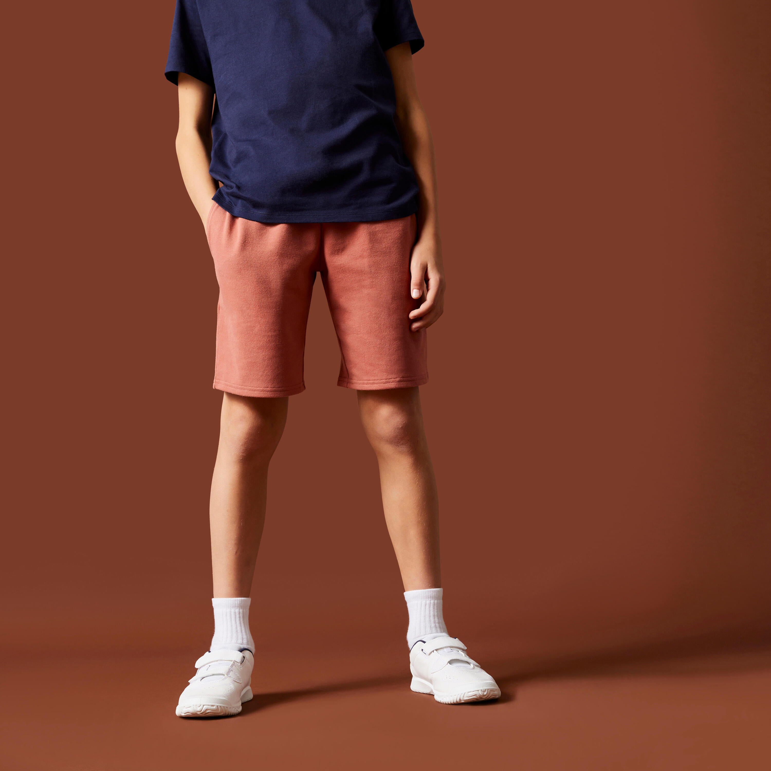 DOMYOS Kids' Unisex Cotton Shorts - Terracotta