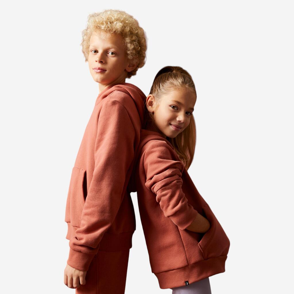 Kids' Cotton Hooded Sweatshirt - Sepia
