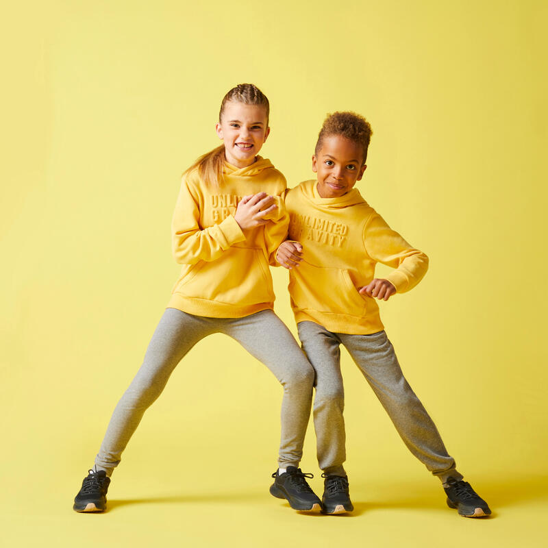 Felpa bambino ginnastica con cappuccio pesante gialla