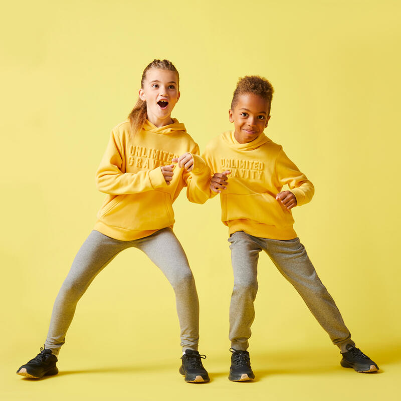 Felpa bambino ginnastica con cappuccio pesante gialla