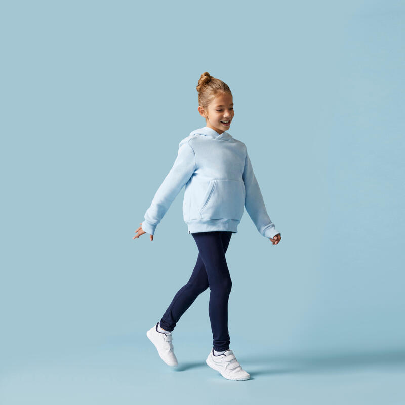 Felpa bambino unisex ginnastica misto cotone felpato con cappuccio celeste