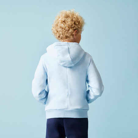 Vaikiškas medvilninis džemperis su gobtuvu, šviesiai mėlynas