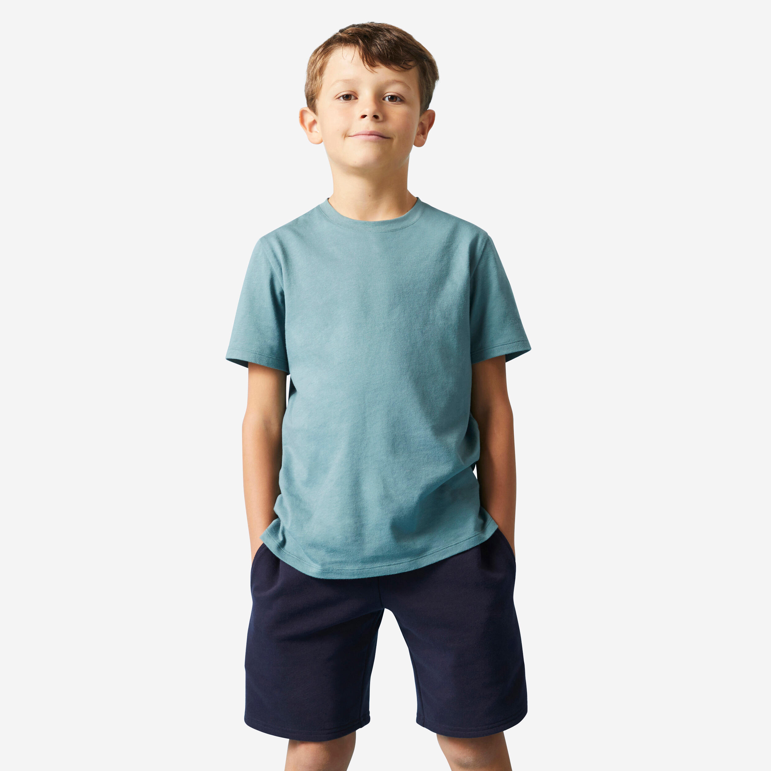 DOMYOS Kids' Unisex Cotton T-Shirt - Khaki