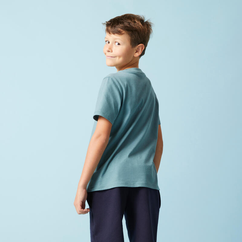 T-shirt bambino ginnastica ESSENTIALS regular fit 100% cotone verde militare