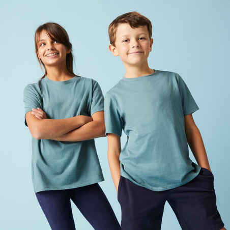 Kids' Unisex Cotton T-Shirt 500 - Khaki