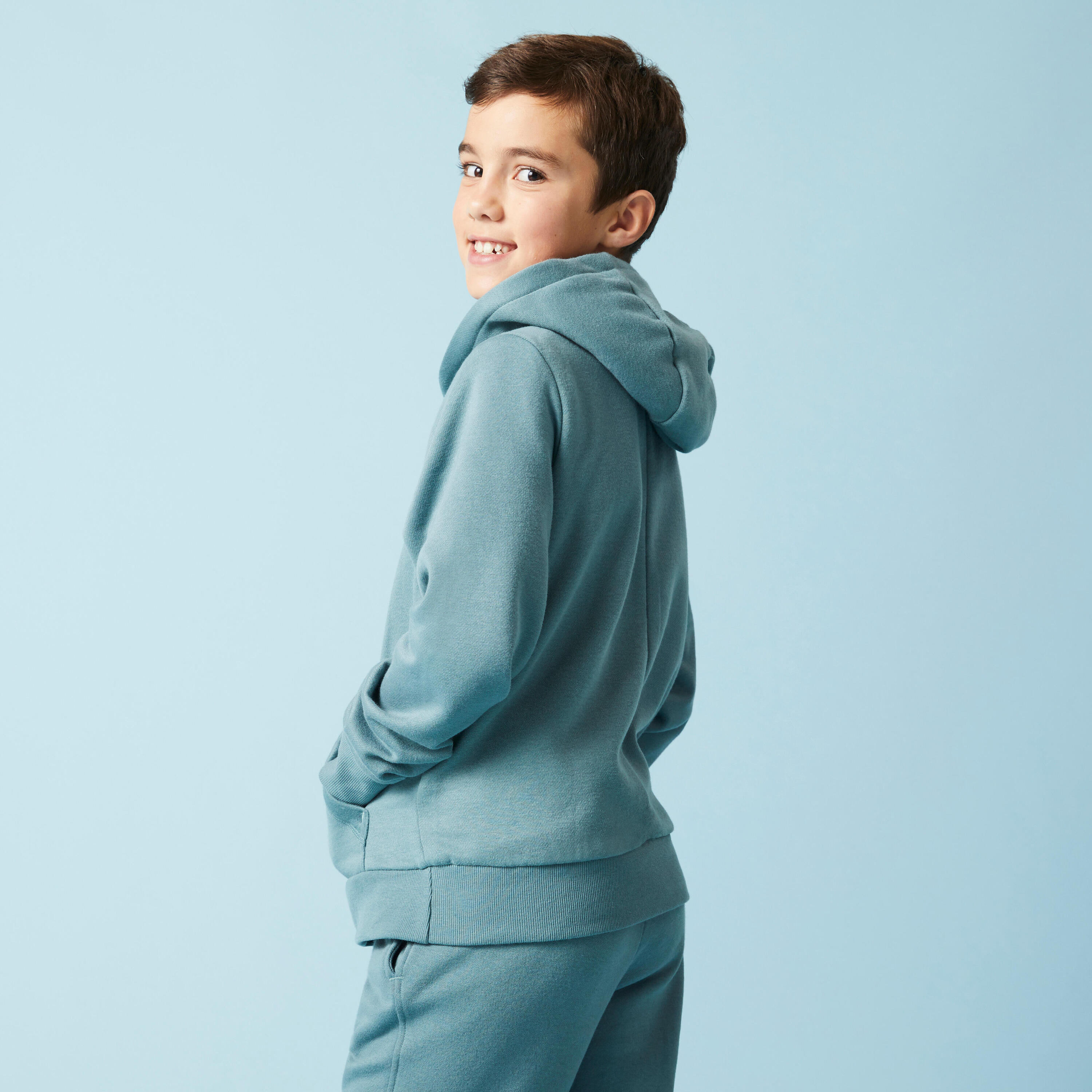 Kapuzenpullover Kinder Baumwolle - khaki  4/13