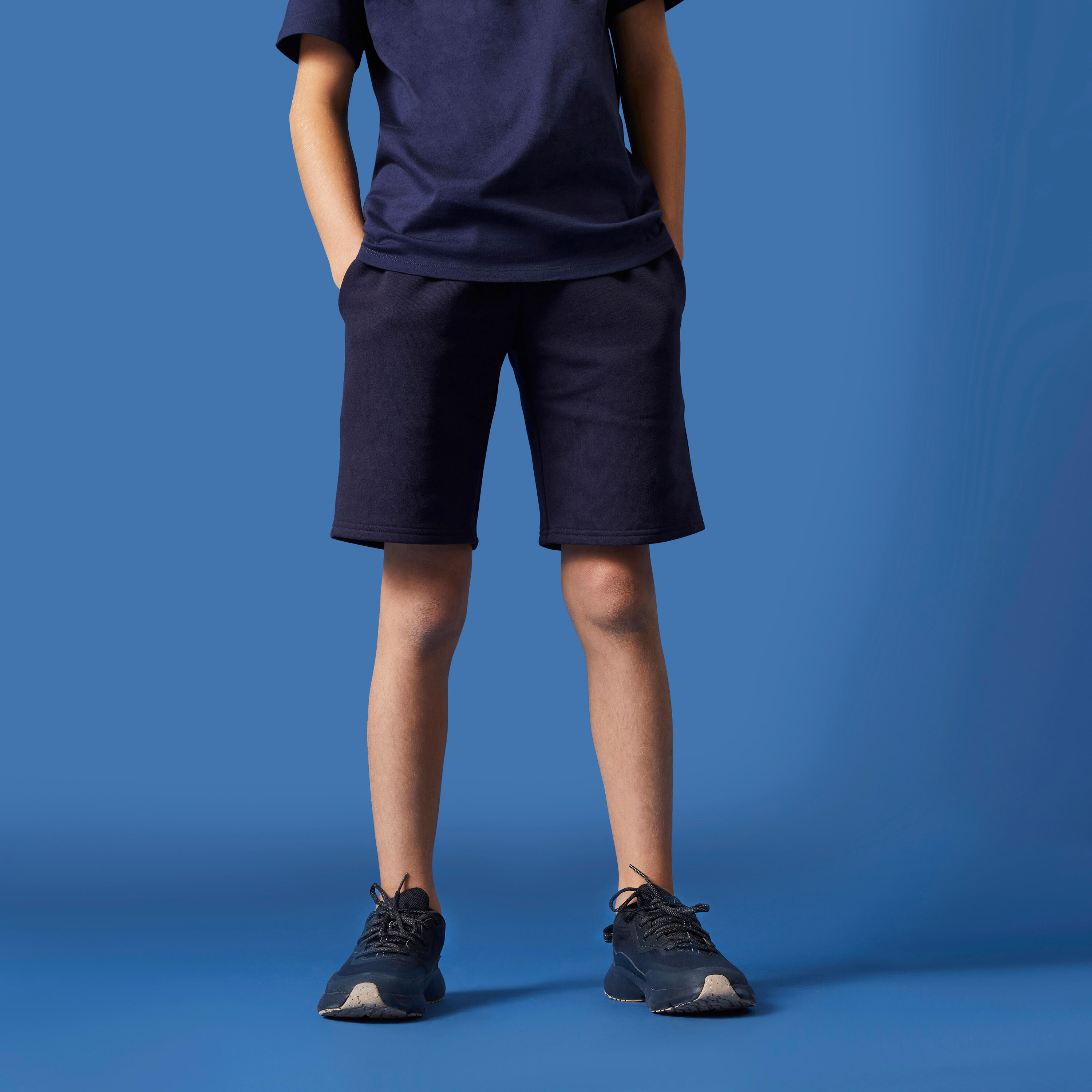 DOMYOS Kids' Unisex Cotton Shorts - Navy Blue