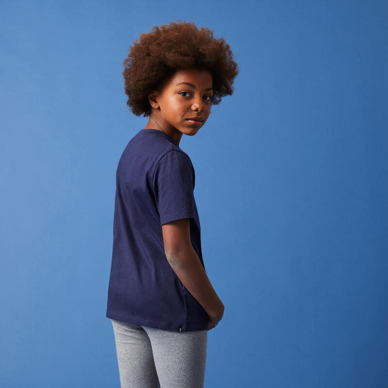 T-shirt bambino ginnastica ESSENTIALS regular fit 100% cotone blu