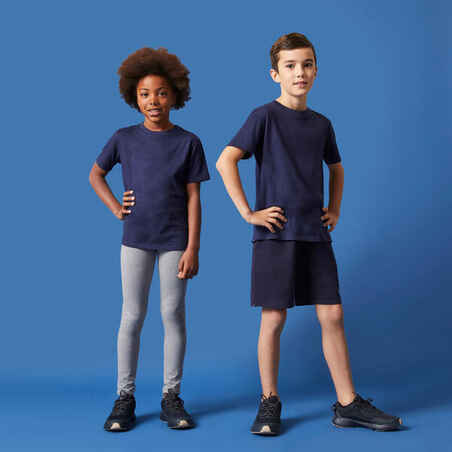 Mergaičių ir berniukų medvilniniai marškinėliai „500“, tamsiai mėlyni
