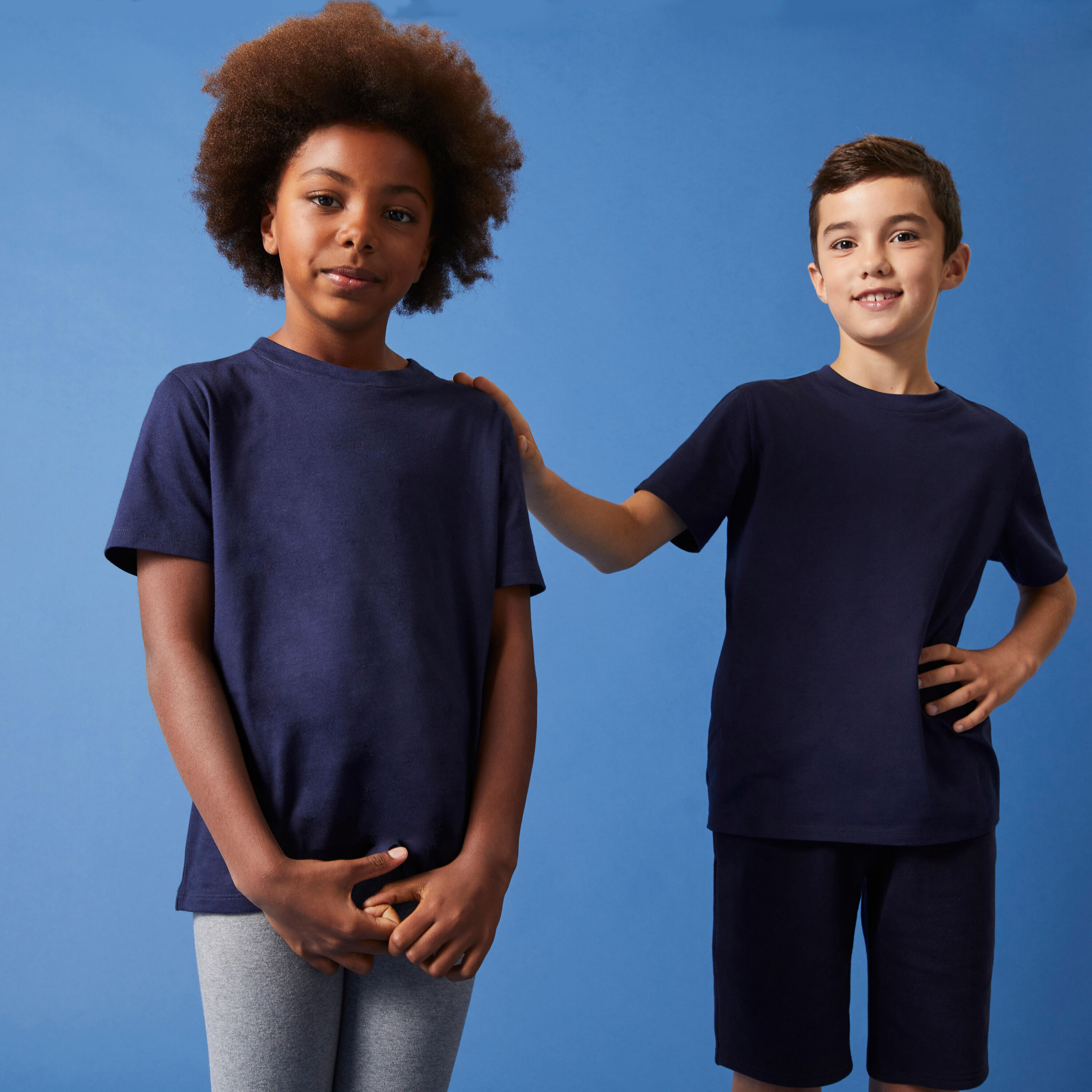 DOMYOS Kids' Unisex Cotton T-Shirt - Navy
