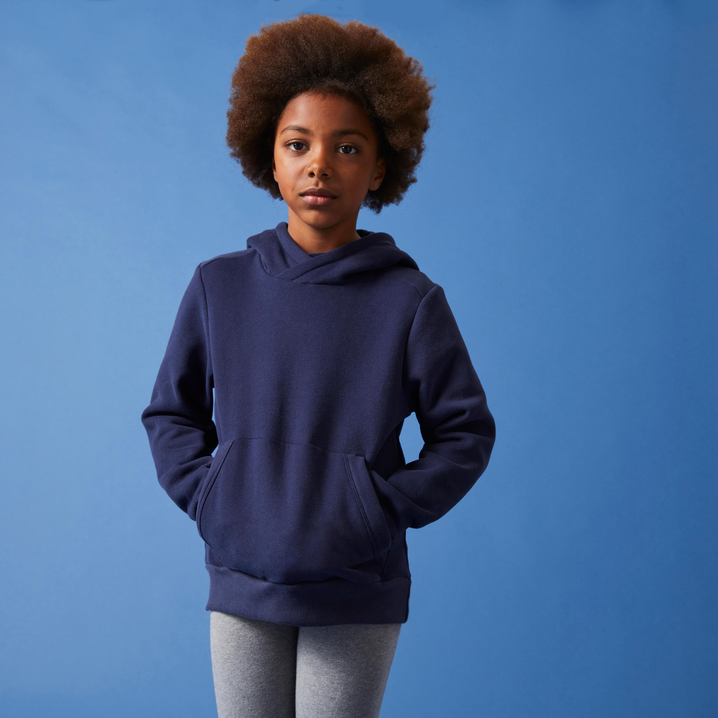 Kids' Cotton Hooded Sweatshirt - Navy 3/7