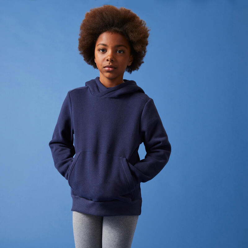 Sweatshirt com Capuz em Algodão de Ginástica Criança Azul Marinho