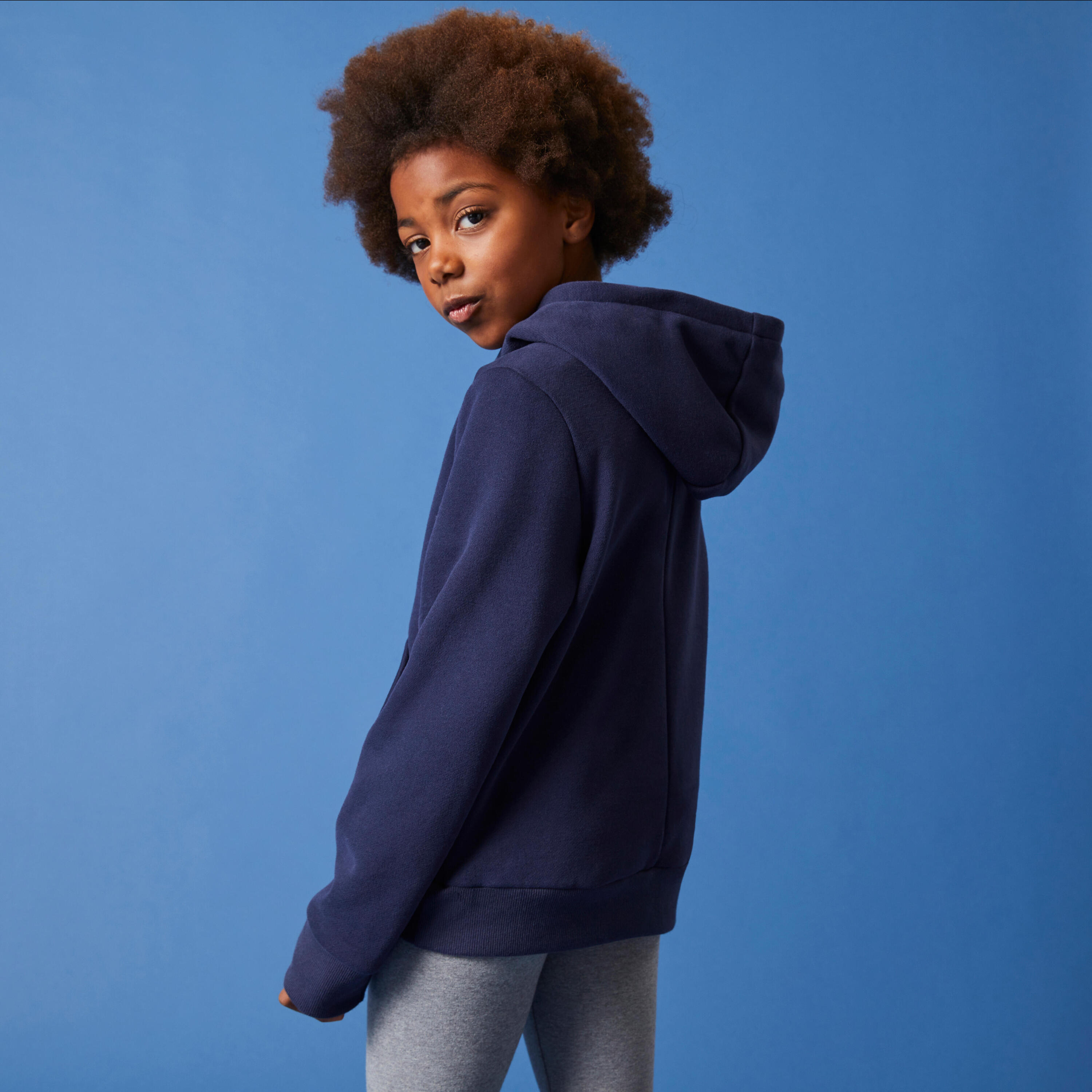 Kids' Cotton Hooded Sweatshirt - Navy 4/7