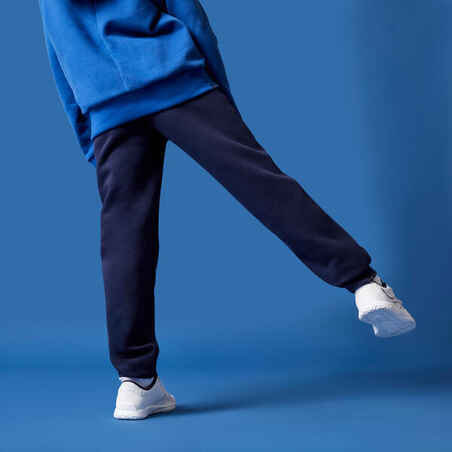 Berniukų šiltos tiesios sportinės kelnės „100“, tamsiai mėlynos