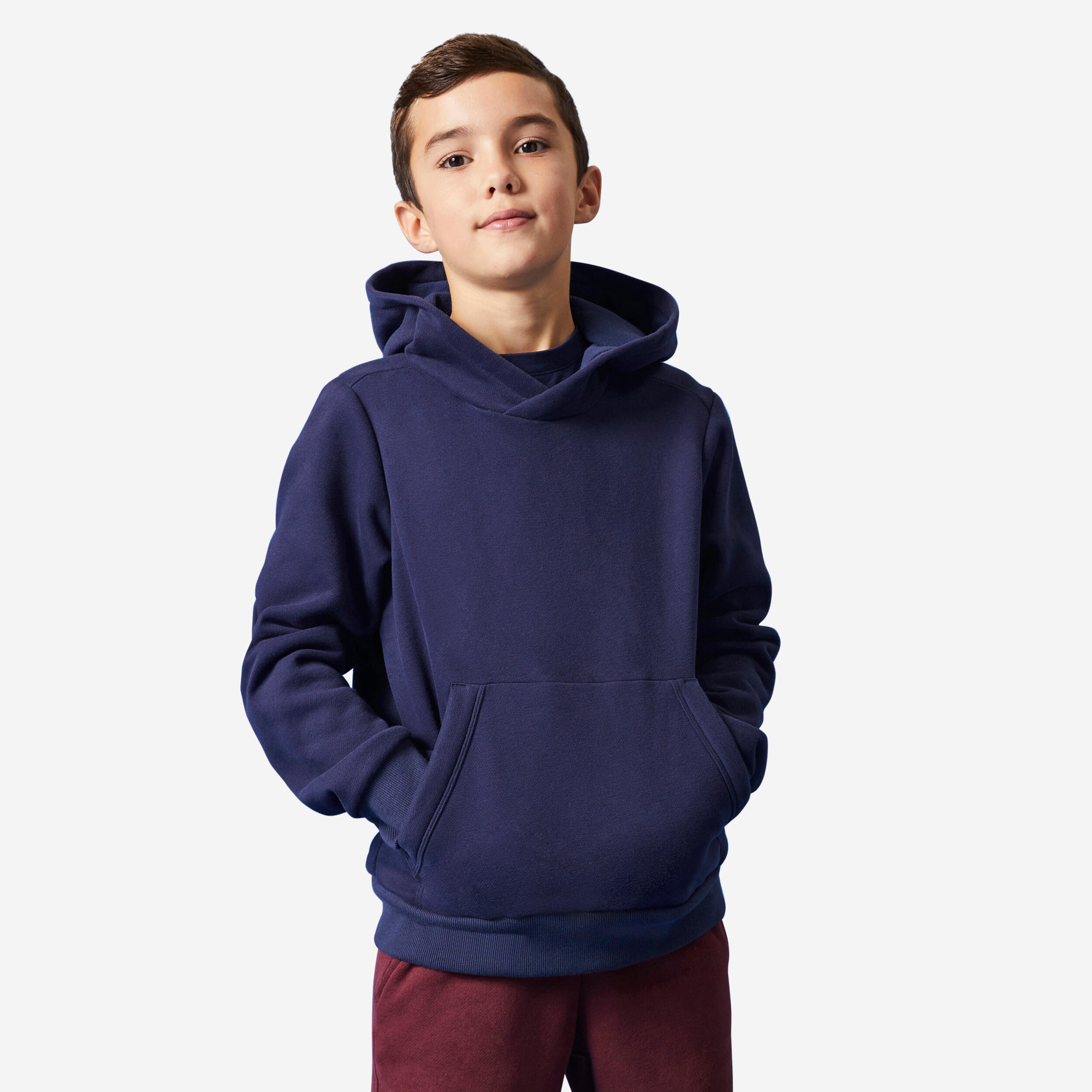 DOMYOS Kids' Cotton Hooded Sweatshirt - Navy