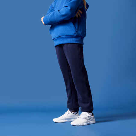 Berniukų šiltos tiesios sportinės kelnės „100“, tamsiai mėlynos