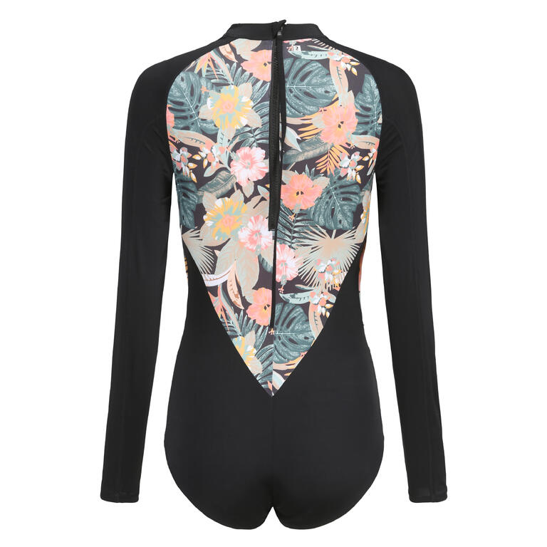 Olaian Women's Jane Long Sleeve One-Piece Swimsuit in black