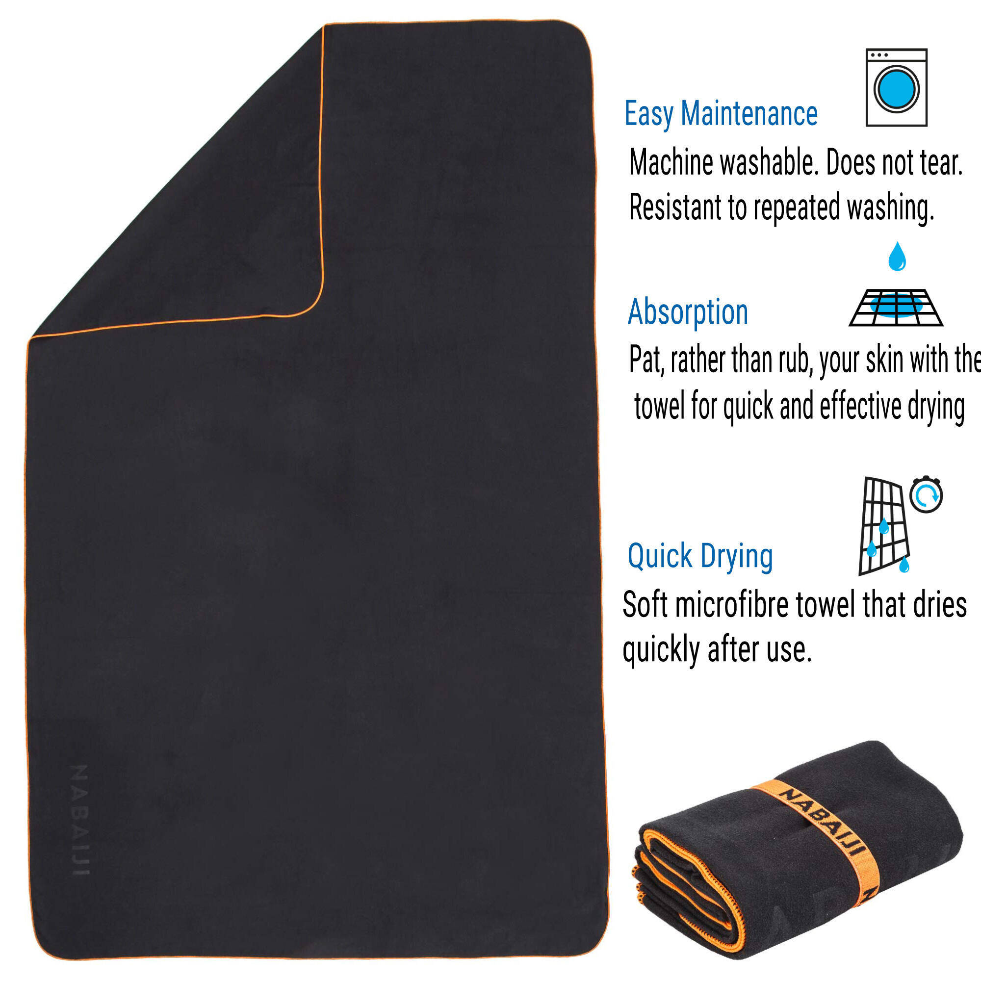 Microfiber Towel Size M 60 X 80 CM Black -  2