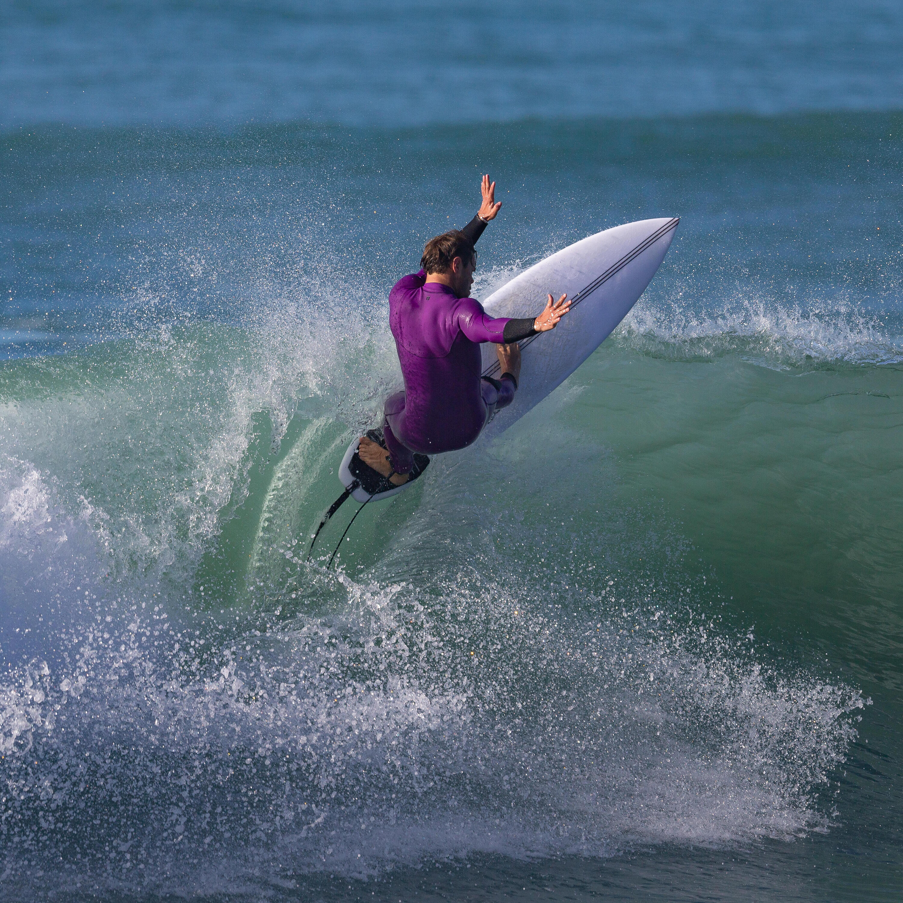 Men's surfing 4/3 mm neoprene wetsuit - 900 fuchsia 2/13