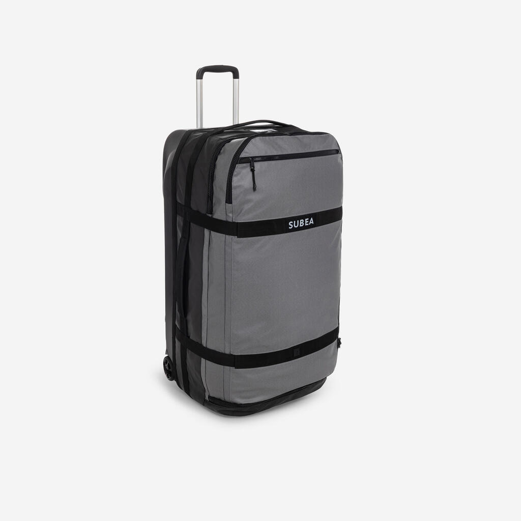 Diving bag with wheels 120 L black grey