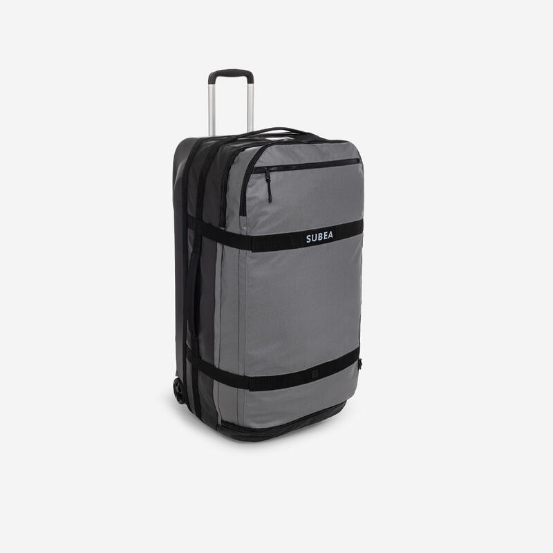 Sac plongée à roulettes 120L - noir gris