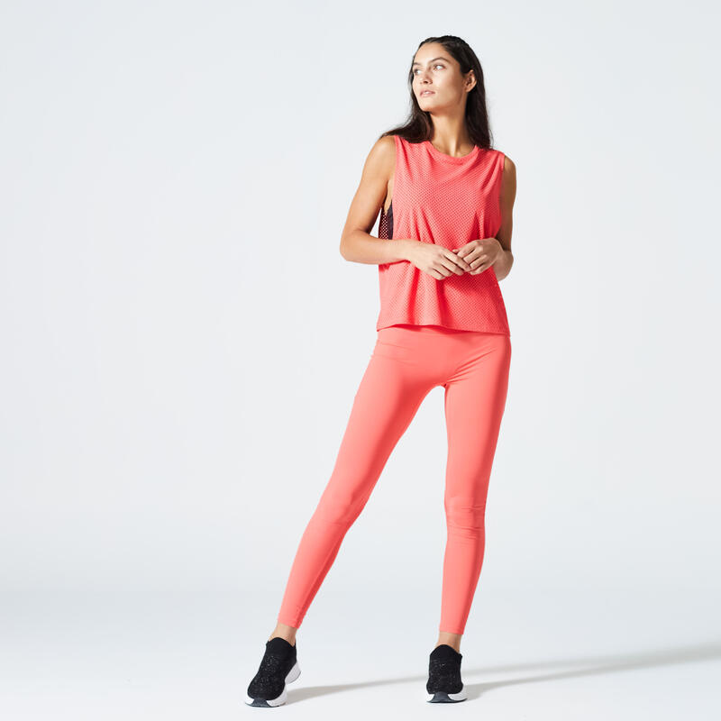 Leggings donna fitness 500 modellanti rosa