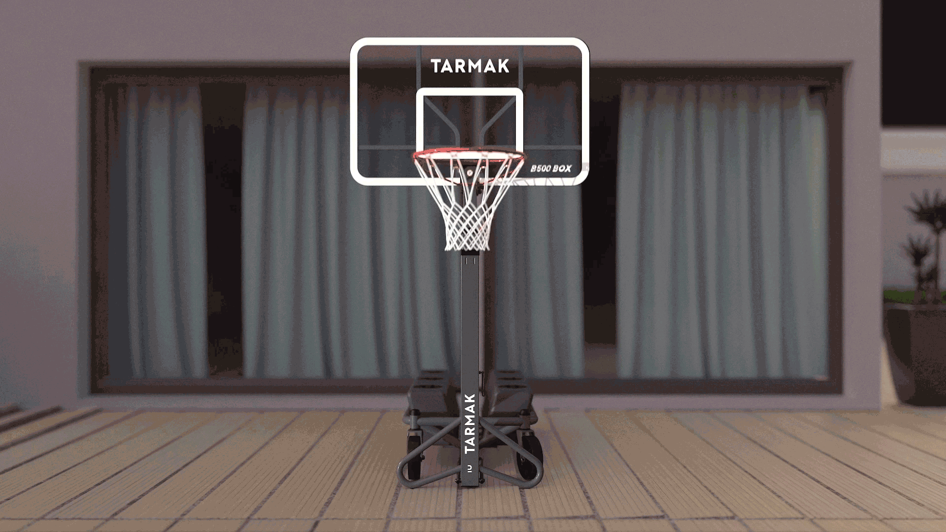 B500 çocuk/yetişkin basketbol potası. 2,40 m-3,05 m. 2 şekilde kurulur ve kaldırılır. 