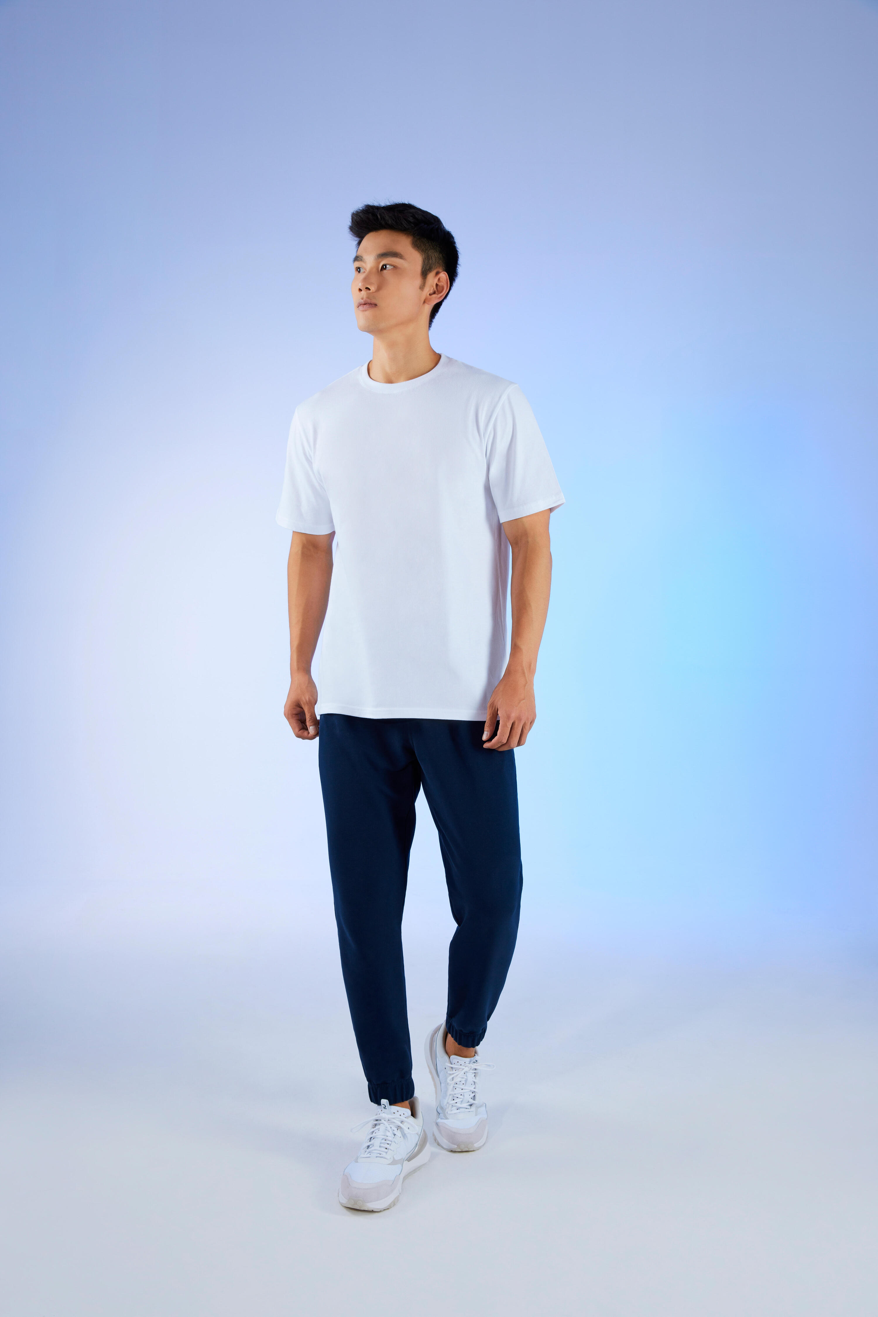 T-shirt bianca uomo palestra regular fit cotone 14/14