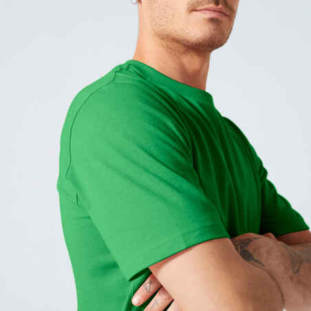 Vyriški įprasto kirpimo kūno rengybos marškinėliai „500 Essentials“, žali