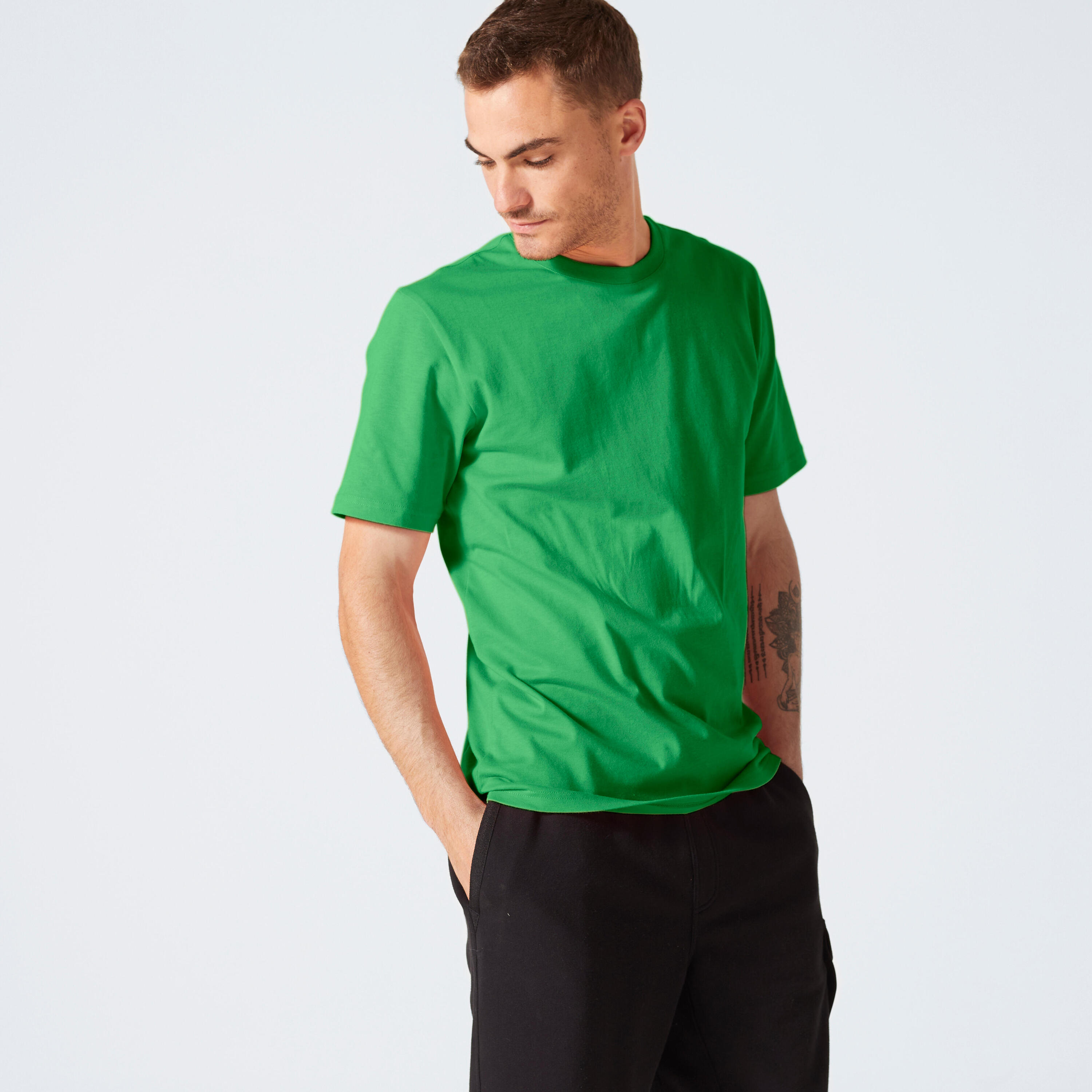 DOMYOS Men's Fitness T-Shirt Essentials 500 - Malachite Green