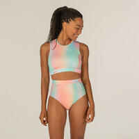 WOMEN’S CROP TOP CARLA BLUR PINK WITH BACK ZIP AND HYDROPHOBIC REMOVABLE CUPS