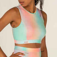 WOMEN’S CROP TOP CARLA BLUR PINK WITH BACK ZIP AND HYDROPHOBIC REMOVABLE CUPS