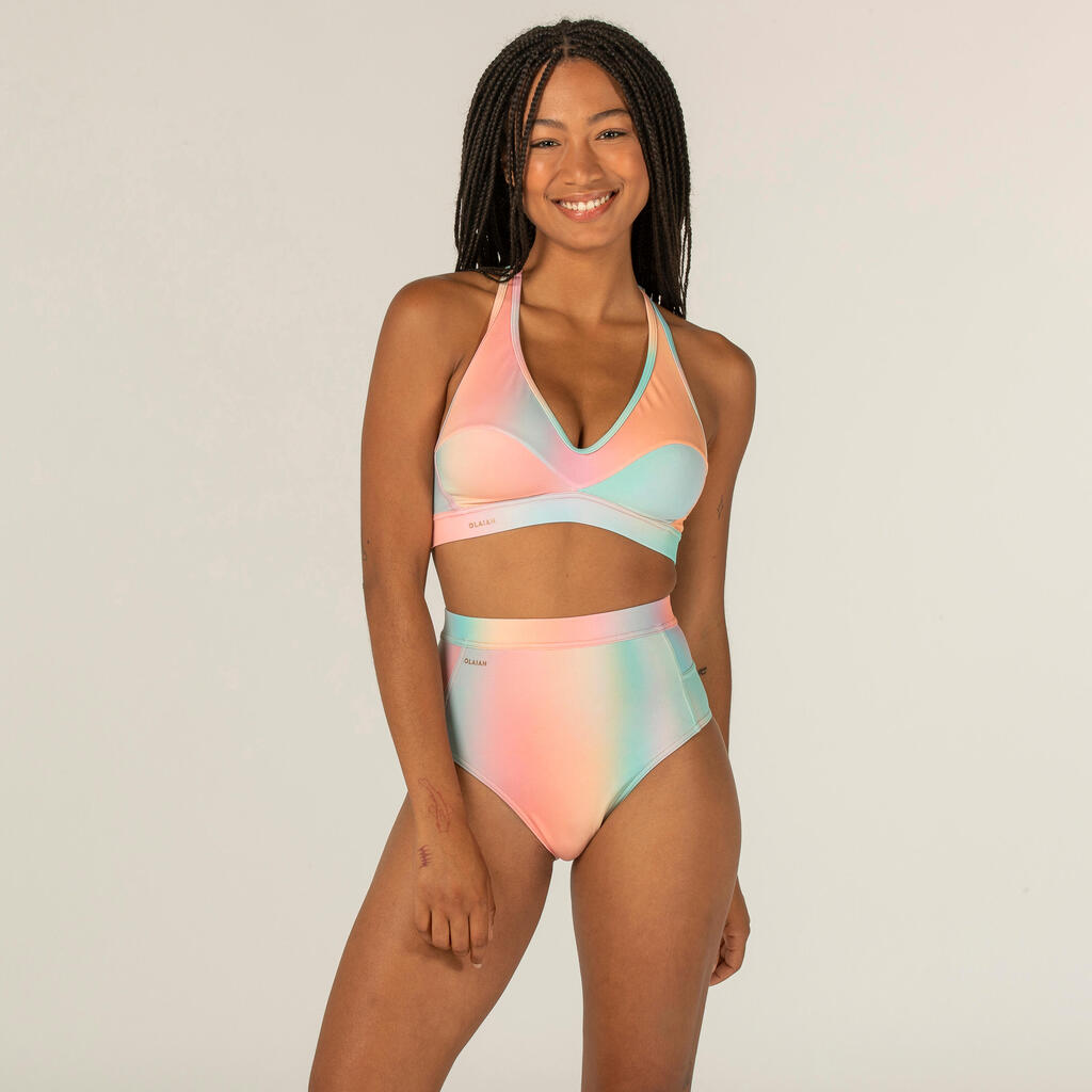 Women's surfing swimsuit crop top ANA BLUR PINK