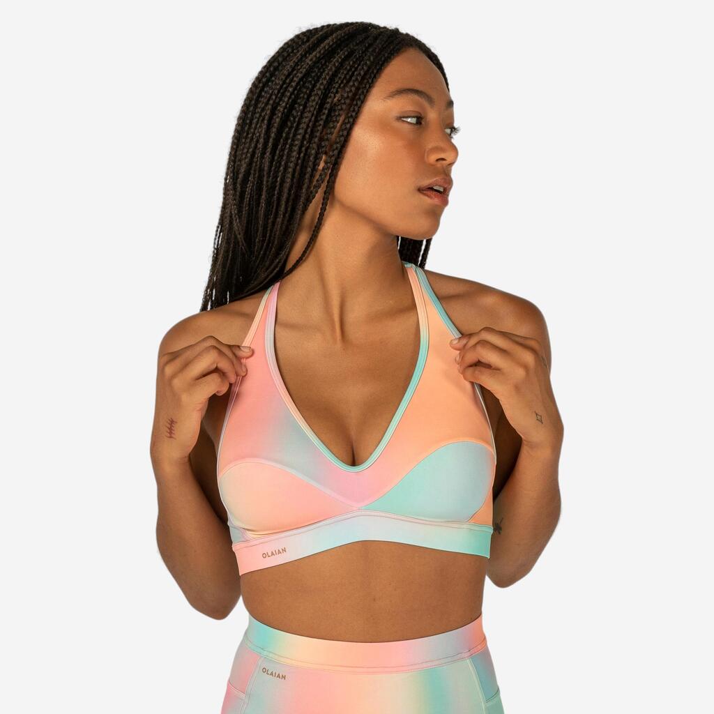 Women's surfing swimsuit crop top ANA BLUR PINK