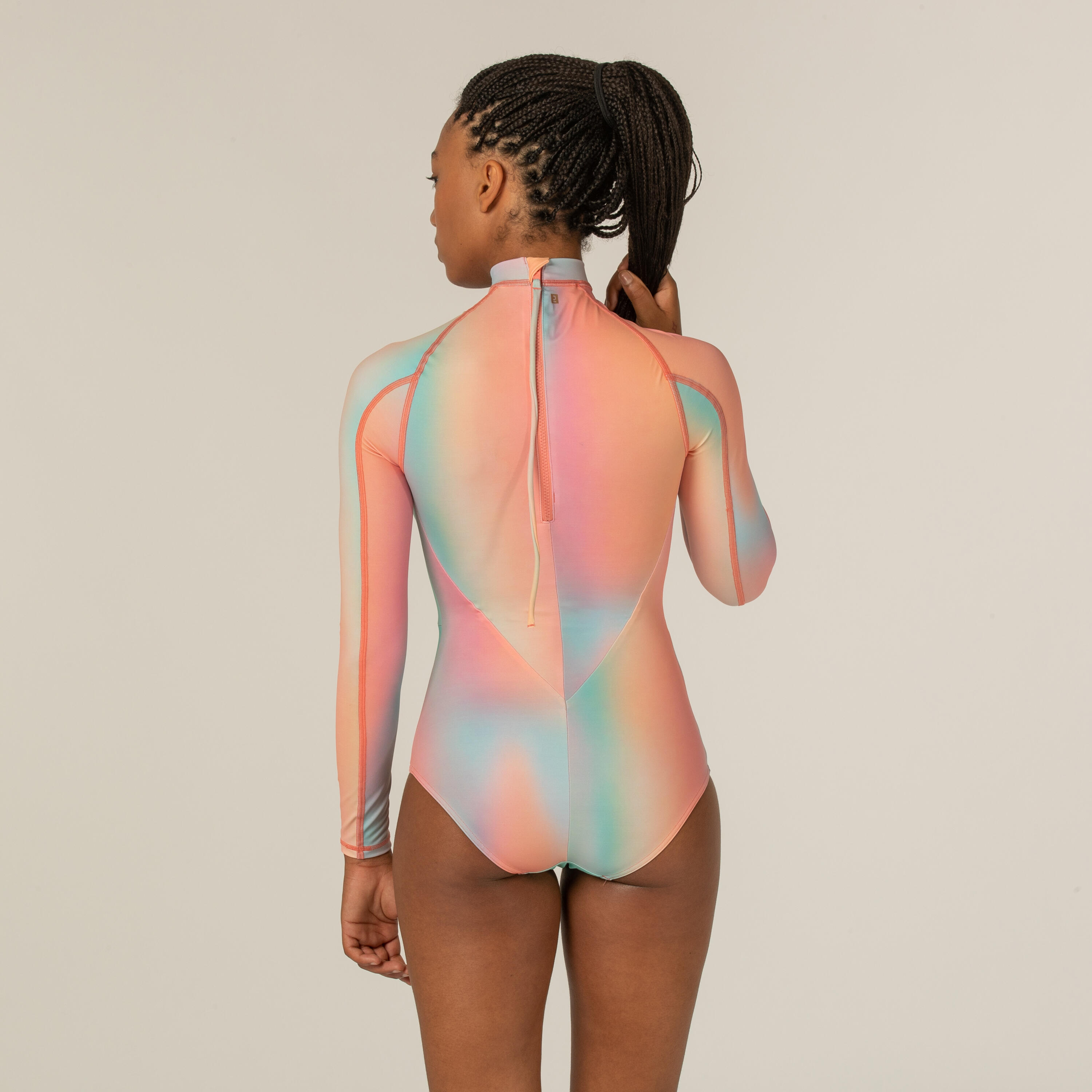 1-PIECE LONG-SLEEVED SWIMSUIT BLUR PINK WITH BACK ZIP 2/7