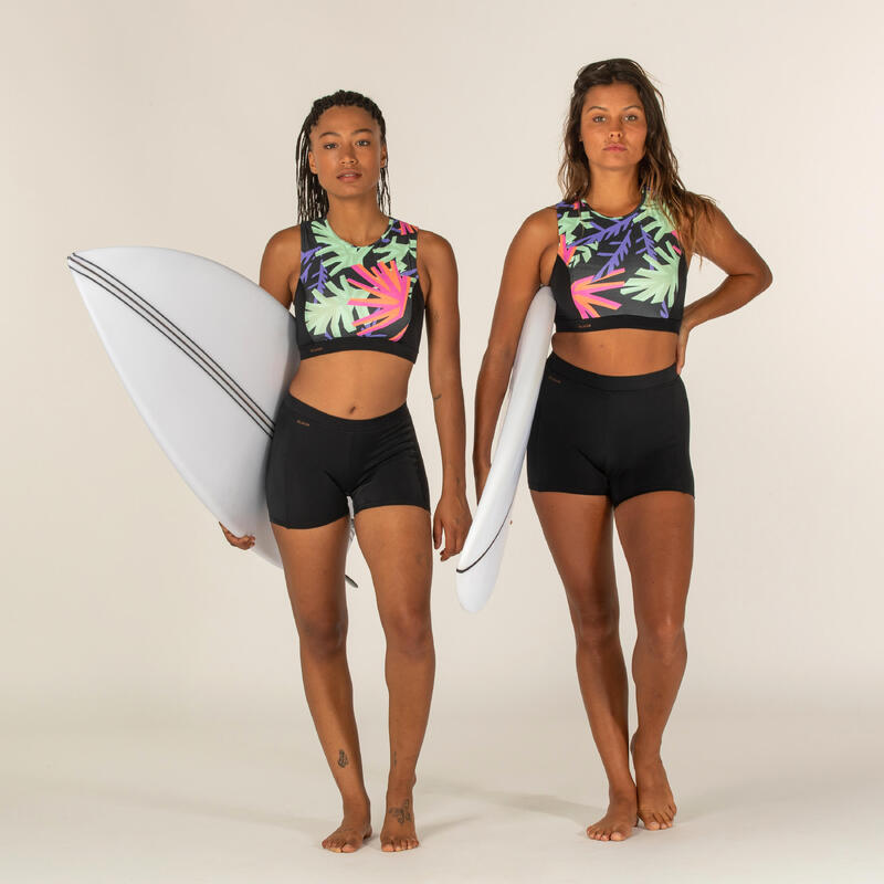 Kadın Sörf Bikini Altı - Şort Kesim - Siyah - Reva