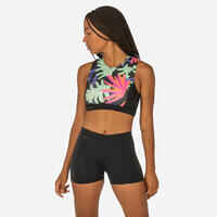 WOMEN’S CROP TOP CARLA HAWAII WITH BACK ZIP AND HYDROPHOBIC REMOVABLE CUPS