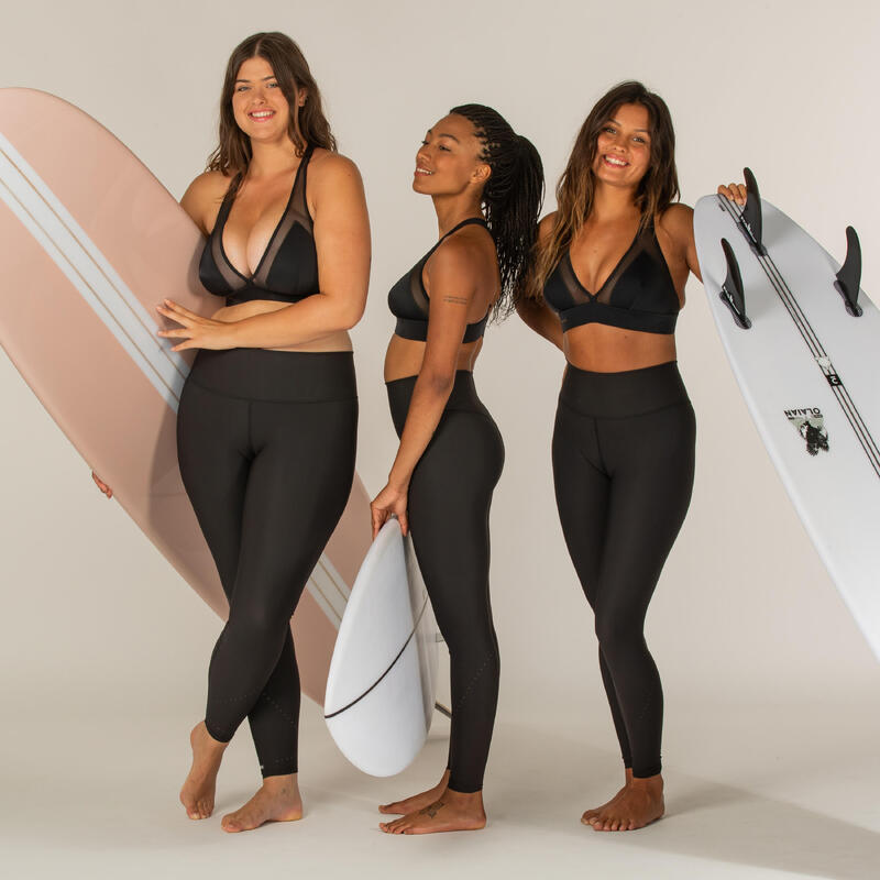 Top bikini Mujer surf deportivo espalda ajustable negro