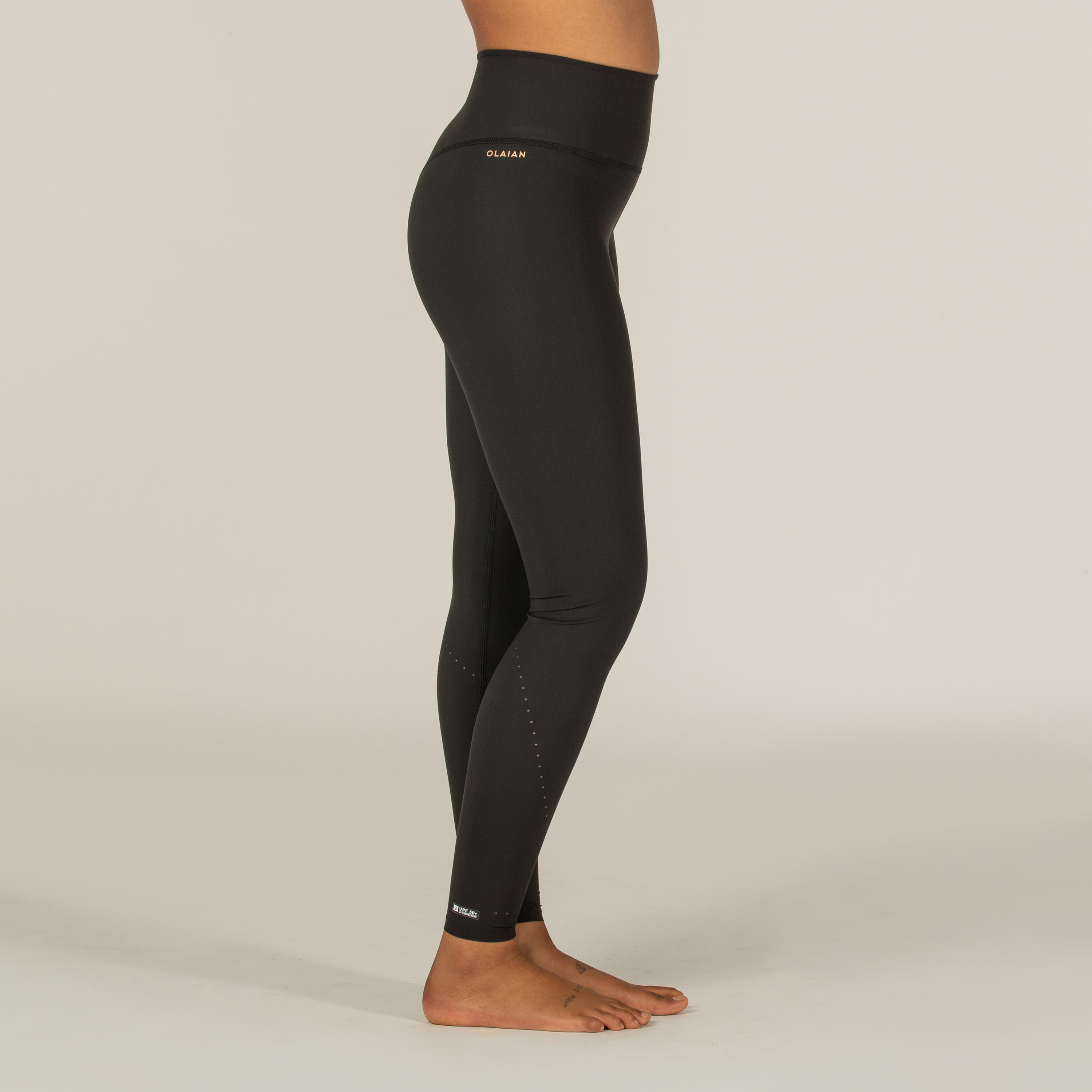 SURF LEGGINGS ANTI-UV RACHEL BLACK - SECOND SKIN AND SHAPING HIGH WAIST 3/8