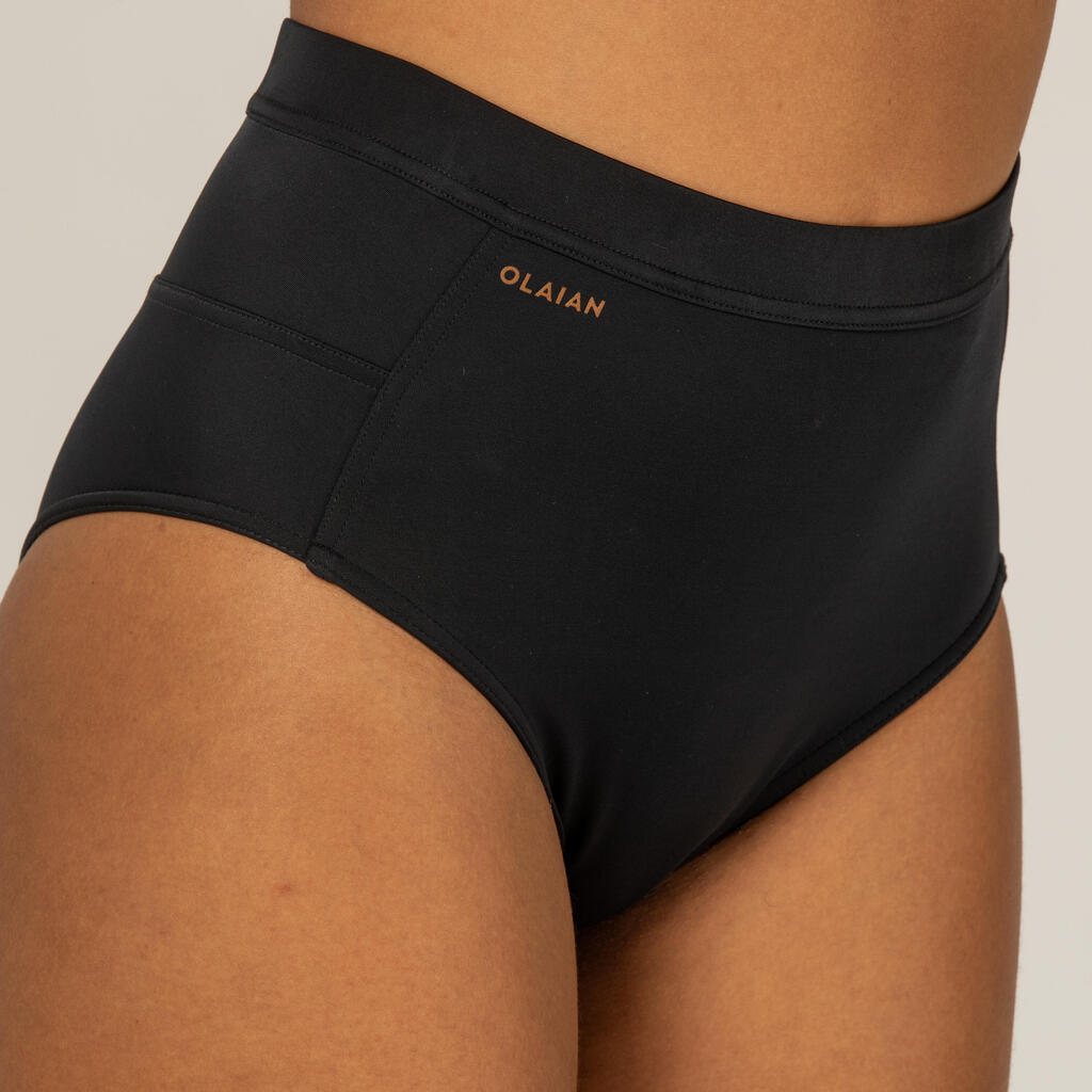 Women’s high-waist bikini bottoms ROSA BLACK ideal for surfing