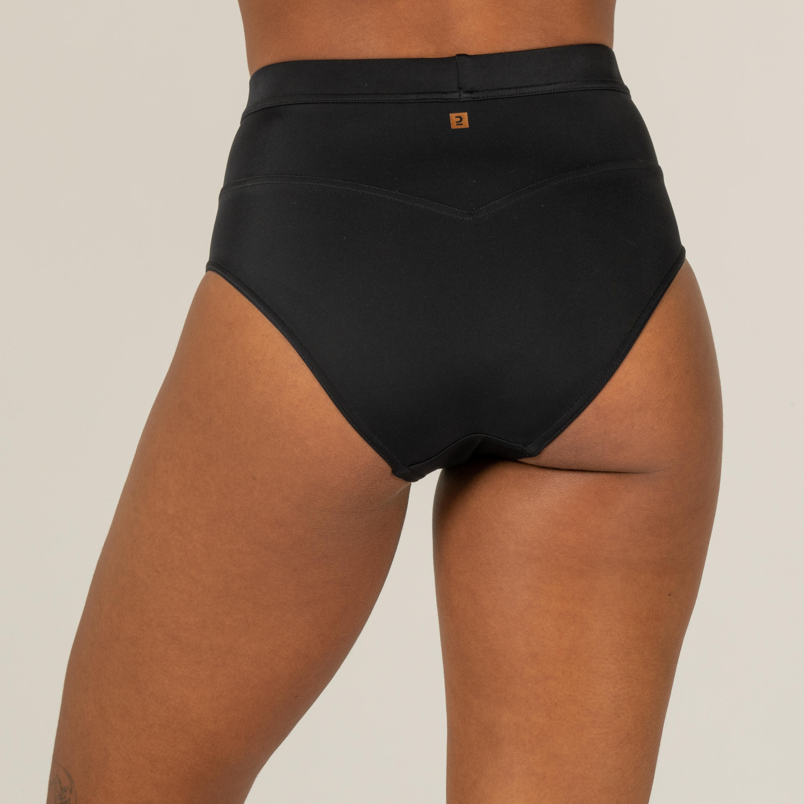 Bas de maillot de bain culotte taille haute Femme Rosa noir OLAIAN Decathlon
